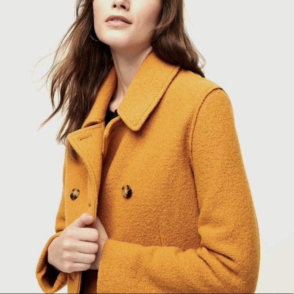 J Crew Double Breasted Boiled Wool Pea Coat - 16 - Italian Wool - Warm C…